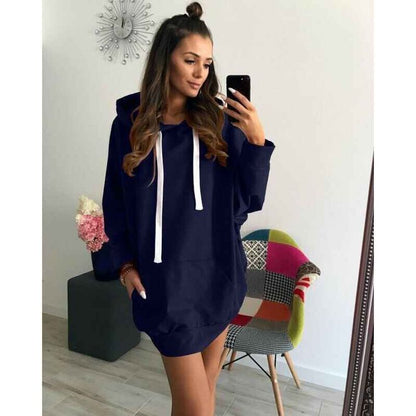 Damen Hoodie-Kleid Kapuze Taschen Norvielle