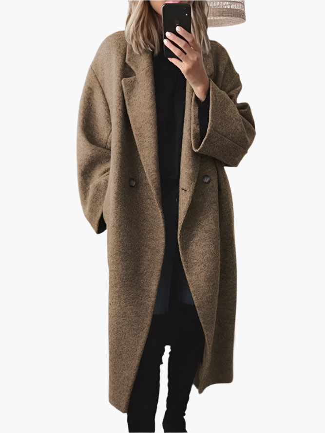 Damen Mantel Loose Fit mit Knöpfen Elegant