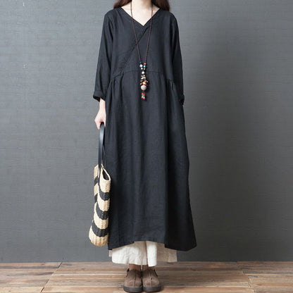 Damen Maxikleid V-Ausschnitt Locker Norvielle - Norvielle