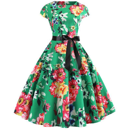 Damen Midi-Kleid Florales Design Verstellbarer Gürtel - Norvielle