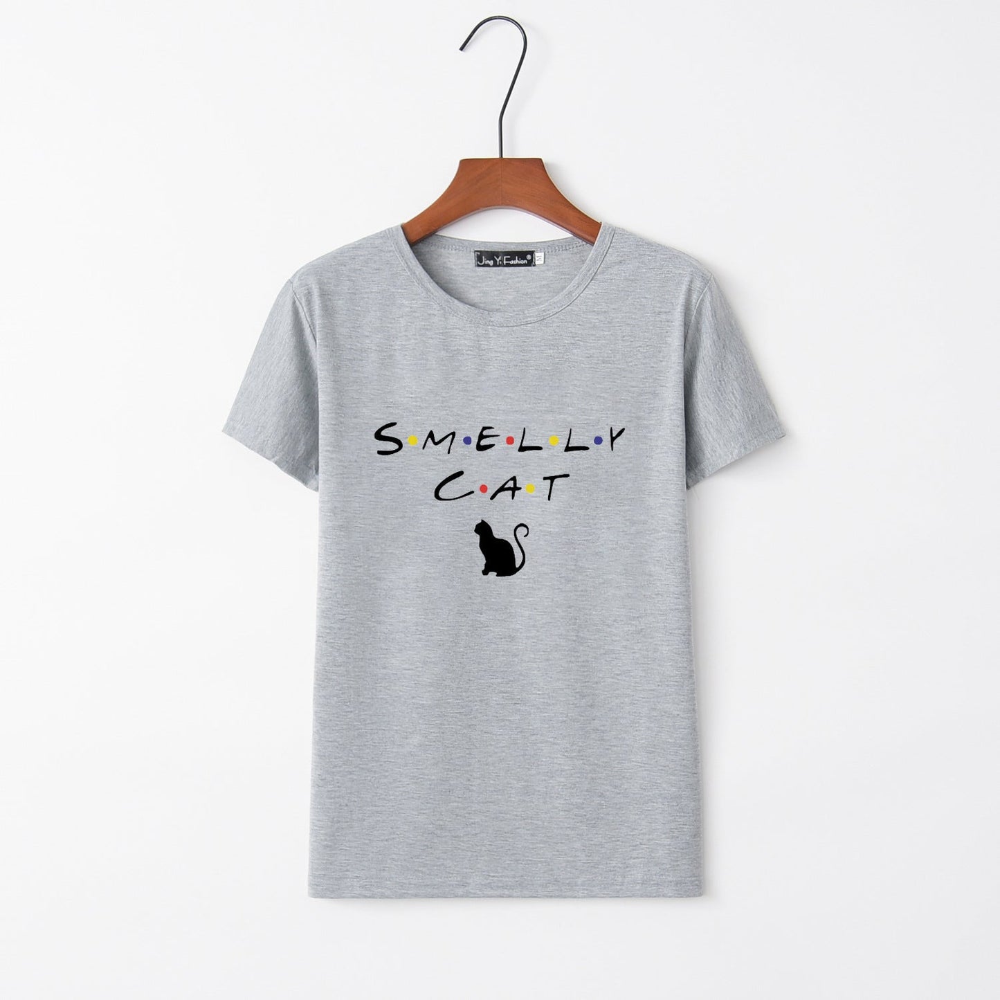 Damen T-Shirt Katzenmotiv Rundhals Norvielle