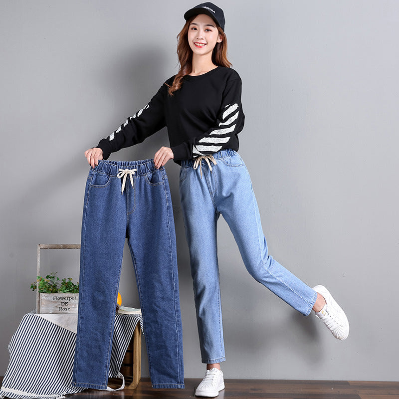 Damen Jeans Elastischer Bund Seitentaschen Norvielle - Norvielle