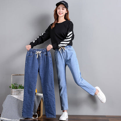 Damen Jeans Elastischer Bund Seitentaschen Norvielle - Norvielle