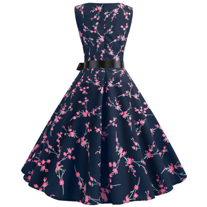 Damen Midi-Kleid Florales Spitzenmuster Taillengürtel Norvielle