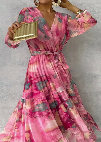 Damen Wickelkleid Maxilänge