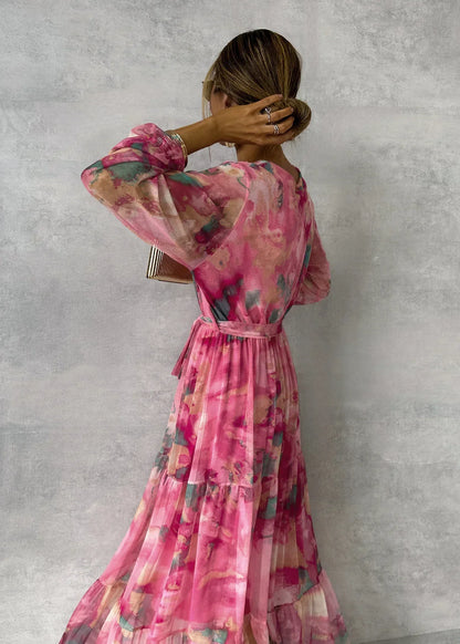 Damen Wickelkleid Maxilänge