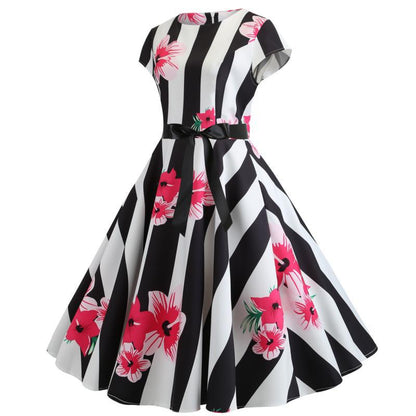 Damen Swingkleid mit Blumenmustern Tailliert Norvielle