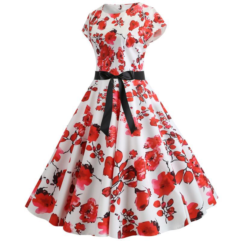 Damen Swingkleid Floralmuster Betonoptik