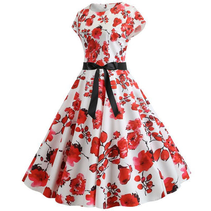 Damen Swingkleid Floralmuster Betonoptik