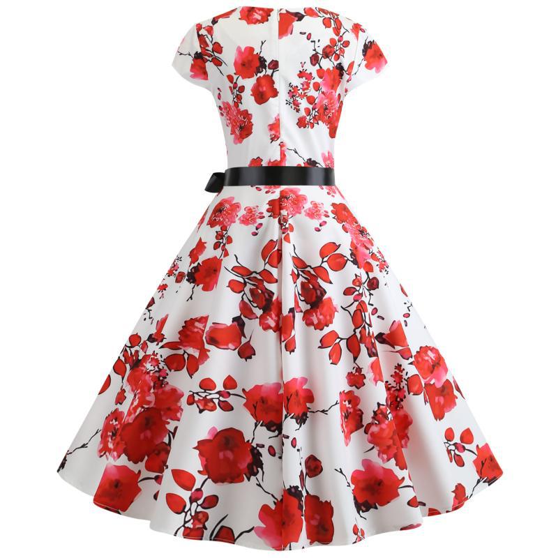 Damen Swingkleid Floralmuster Betonoptik