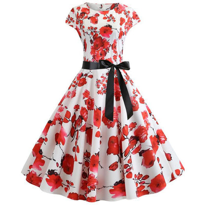 Damen Swingkleid Floralmuster Betonoptik - Norvielle
