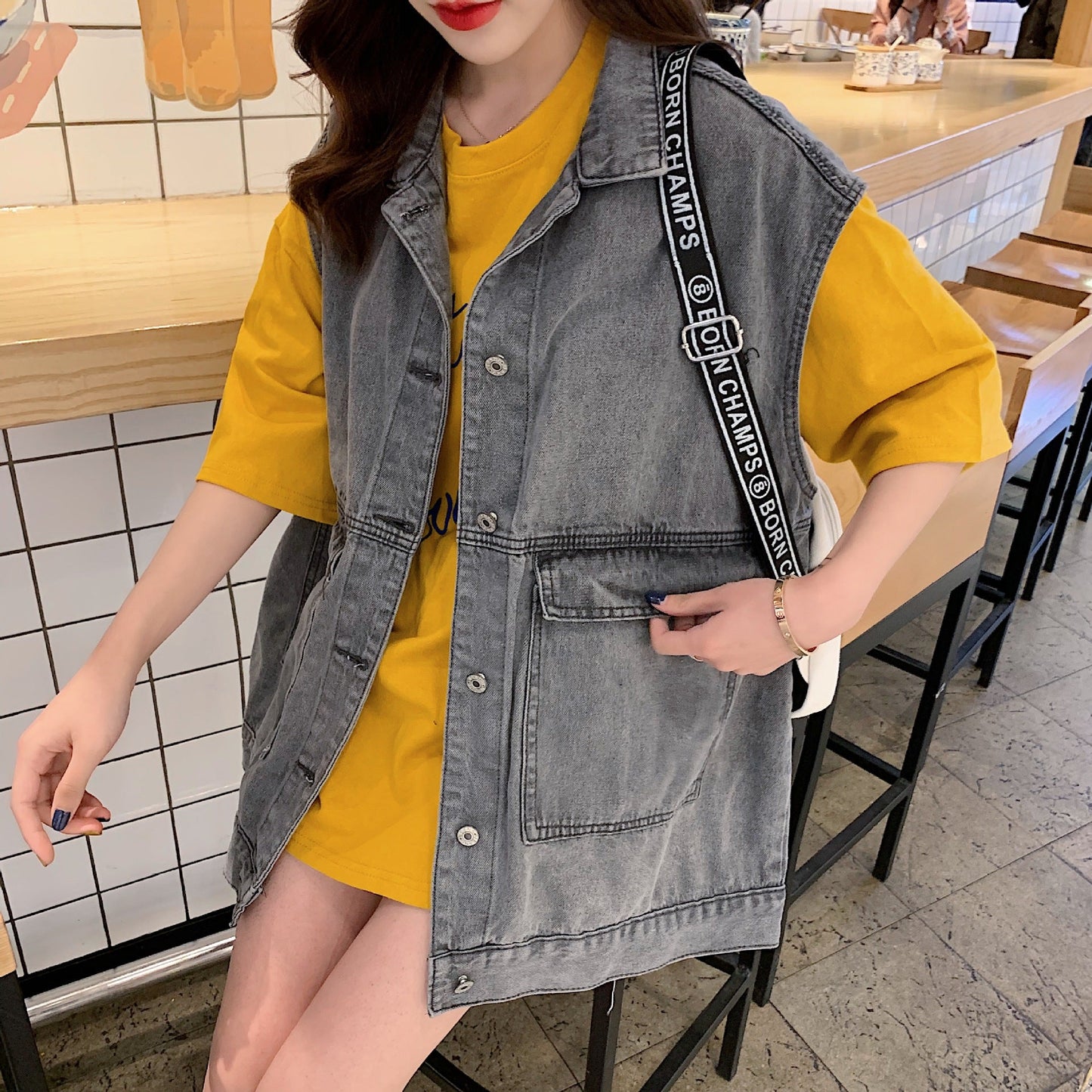 Damen Oversized Denimweste
