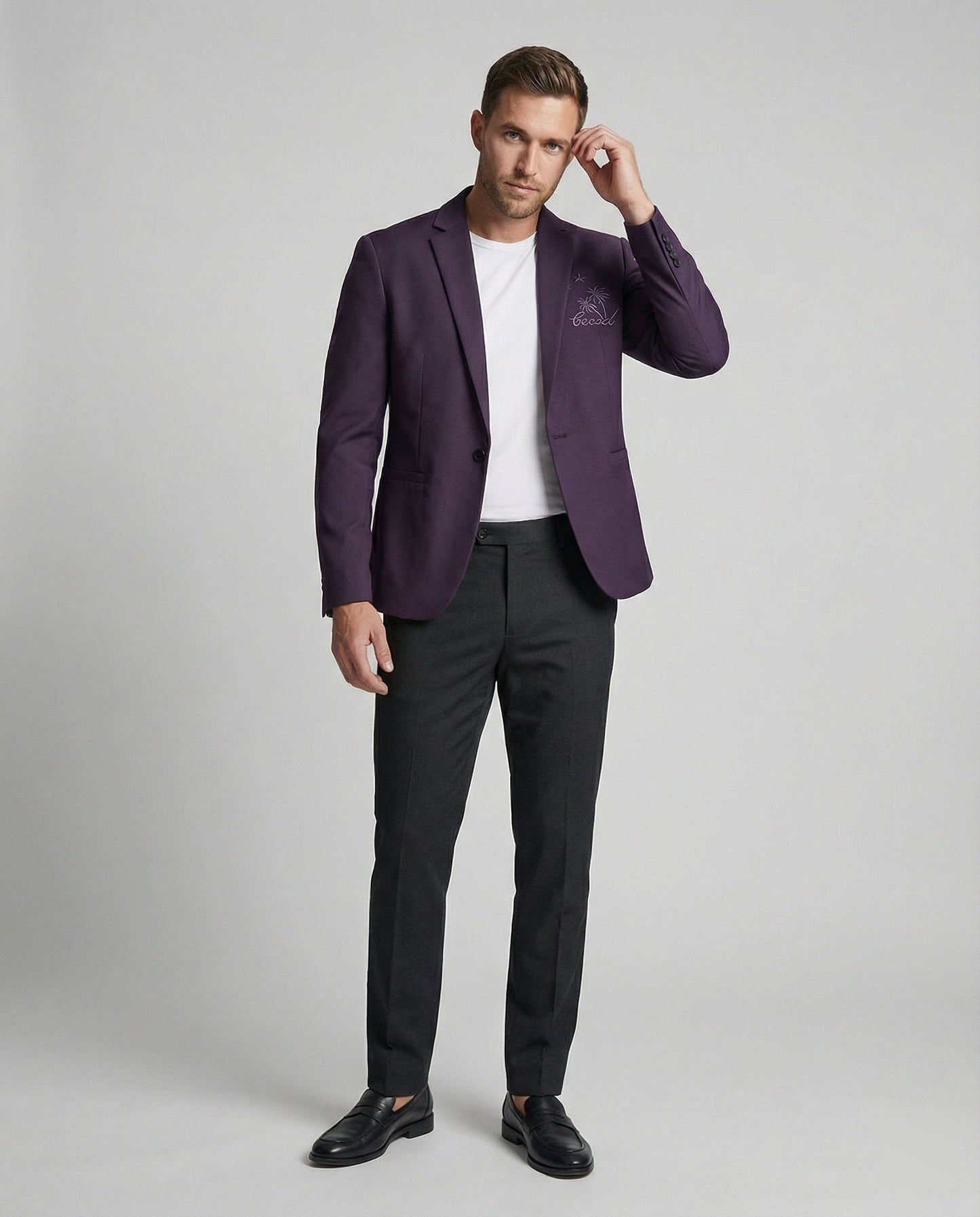 Herren Blazer Sportlich Stickmotiv