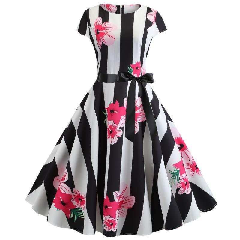 Damen Swingkleid mit Blumenmustern Tailliert Norvielle - Norvielle
