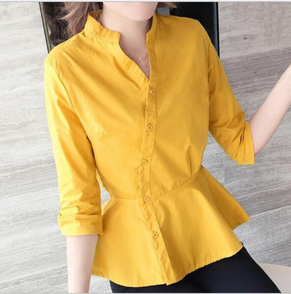 Damen Bluse Peplum Schnitt Moderner Stehkragen Norvielle
