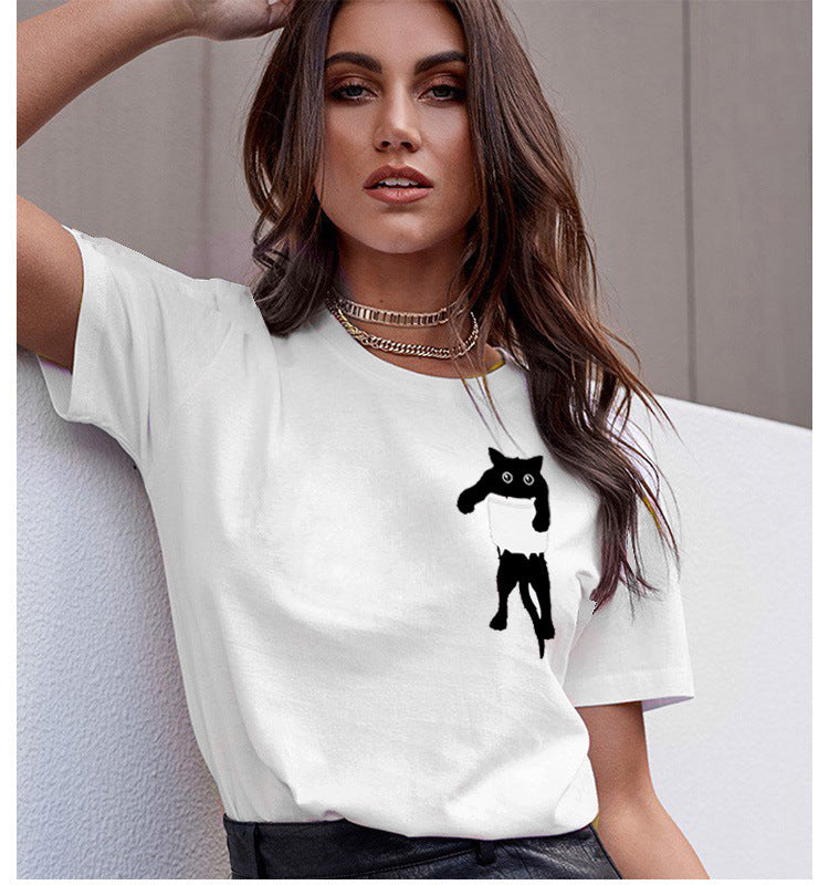 Damen T-Shirt Tiermotiv Lockerer Schnitt Norvielle - Norvielle