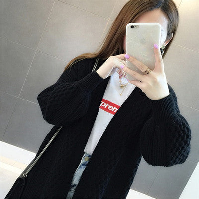Damen Grobstrickcardigan Offener Schnitt V-Ausschnitt Norvielle