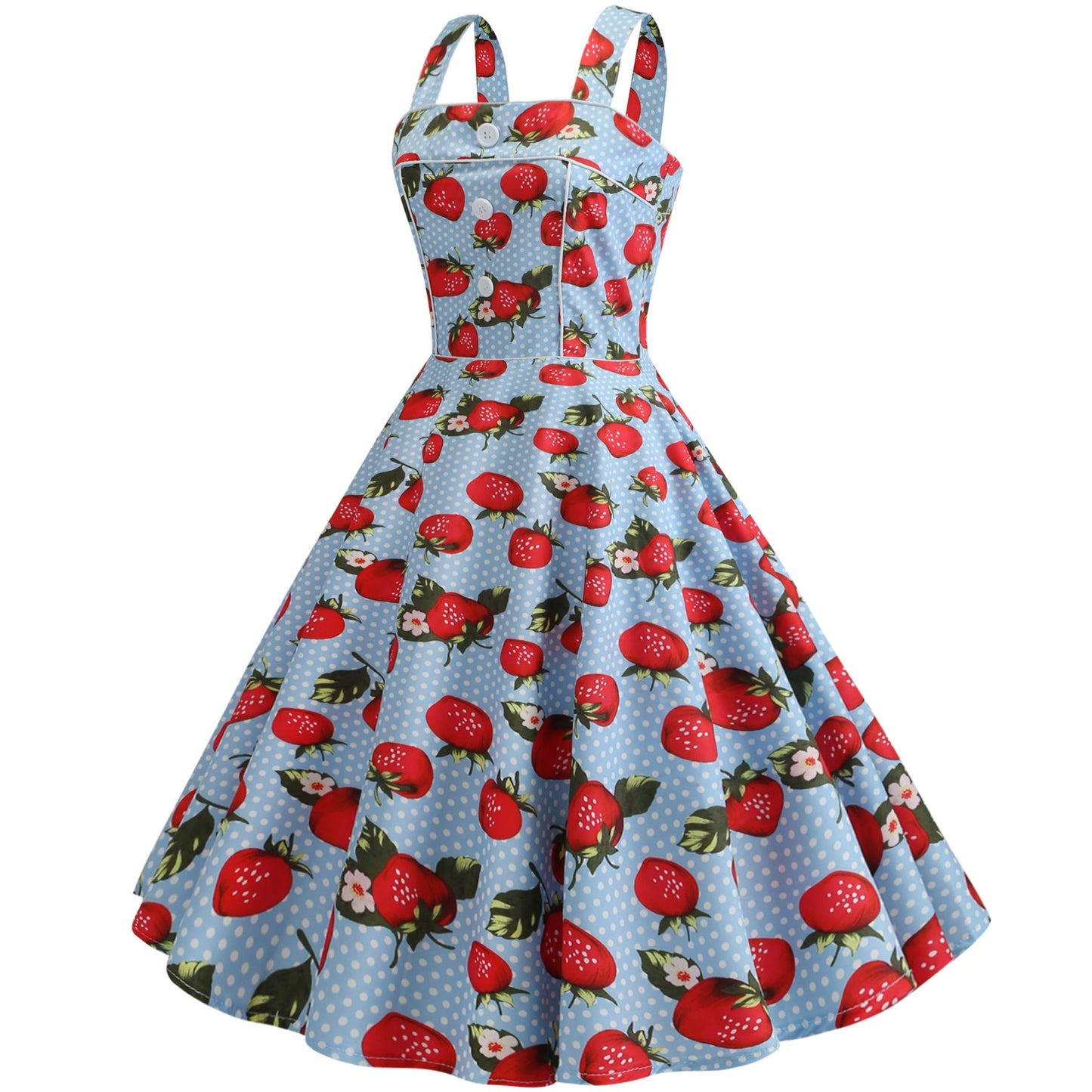 Damen Swingkleid Erdbeerdesign Schwingrock