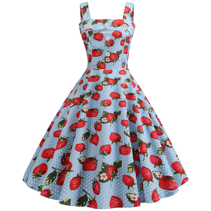 Damen Swingkleid Erdbeerdesign Schwingrock - Norvielle