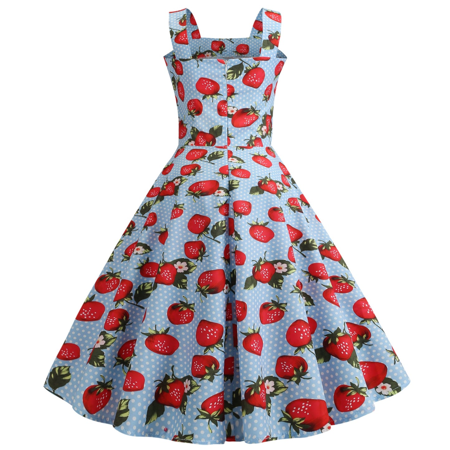 Damen Swingkleid Erdbeerdesign Schwingrock