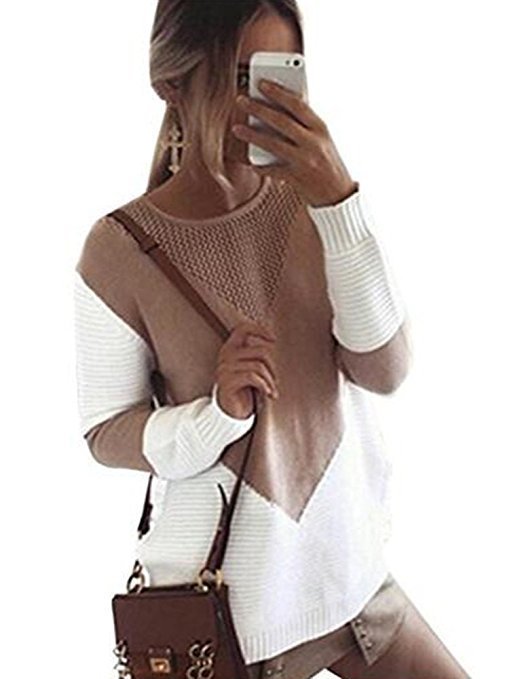 Damen Strickpullover Geometrisches Muster Feine Struktur