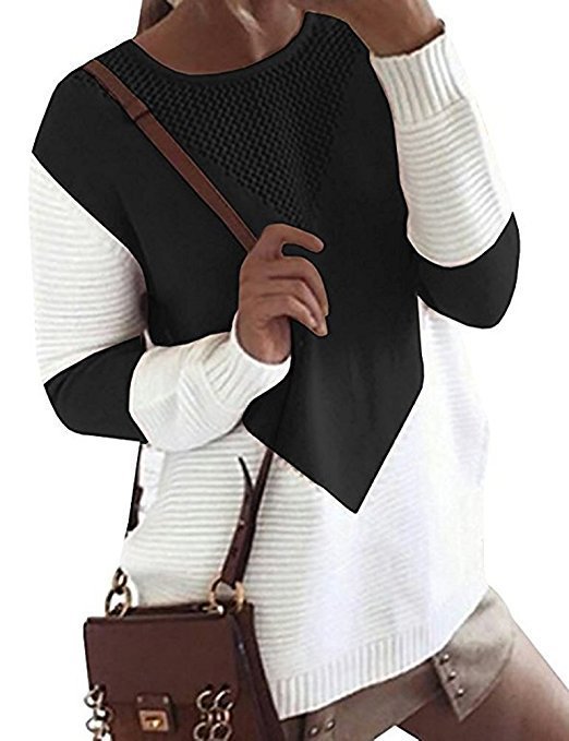 Damen Strickpullover Geometrisches Muster Feine Struktur