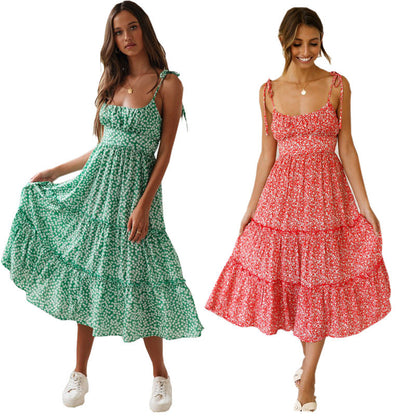 Damen Maxikleid Rüschen Details Träger Norvielle - Norvielle