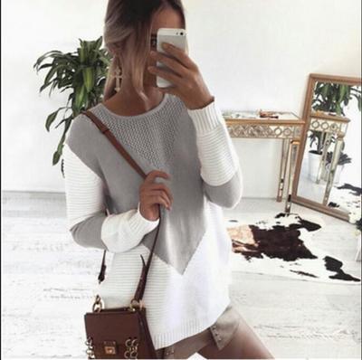 Damen Strickpullover Geometrisches Muster Feine Struktur