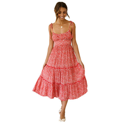 Damen Maxikleid Rüschen Details Träger Norvielle