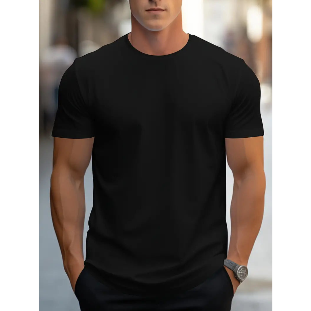 Herren T-Shirt Kurzarm Klassisch Weiß