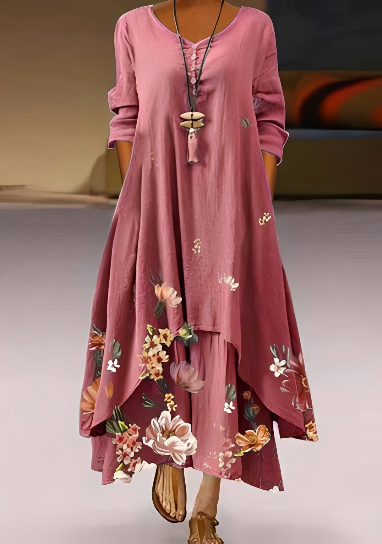 Damenkleid mit Print Elegantes locker Fallendes Kleid