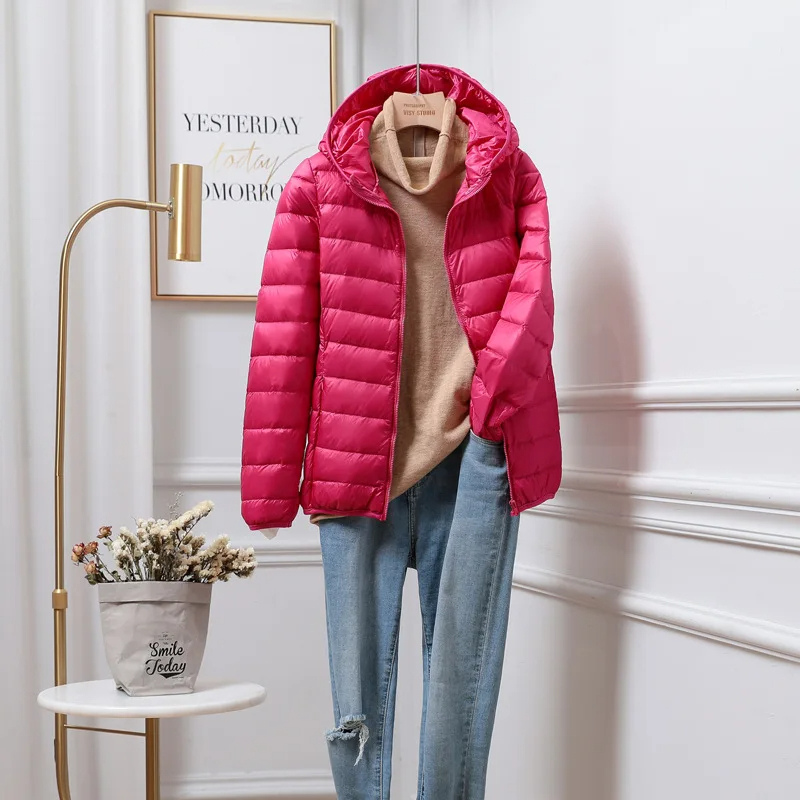 Damen Daunenjacke Mit Kapuze Reißverschluss