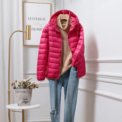 Damen Daunenjacke Mit Kapuze Reißverschluss