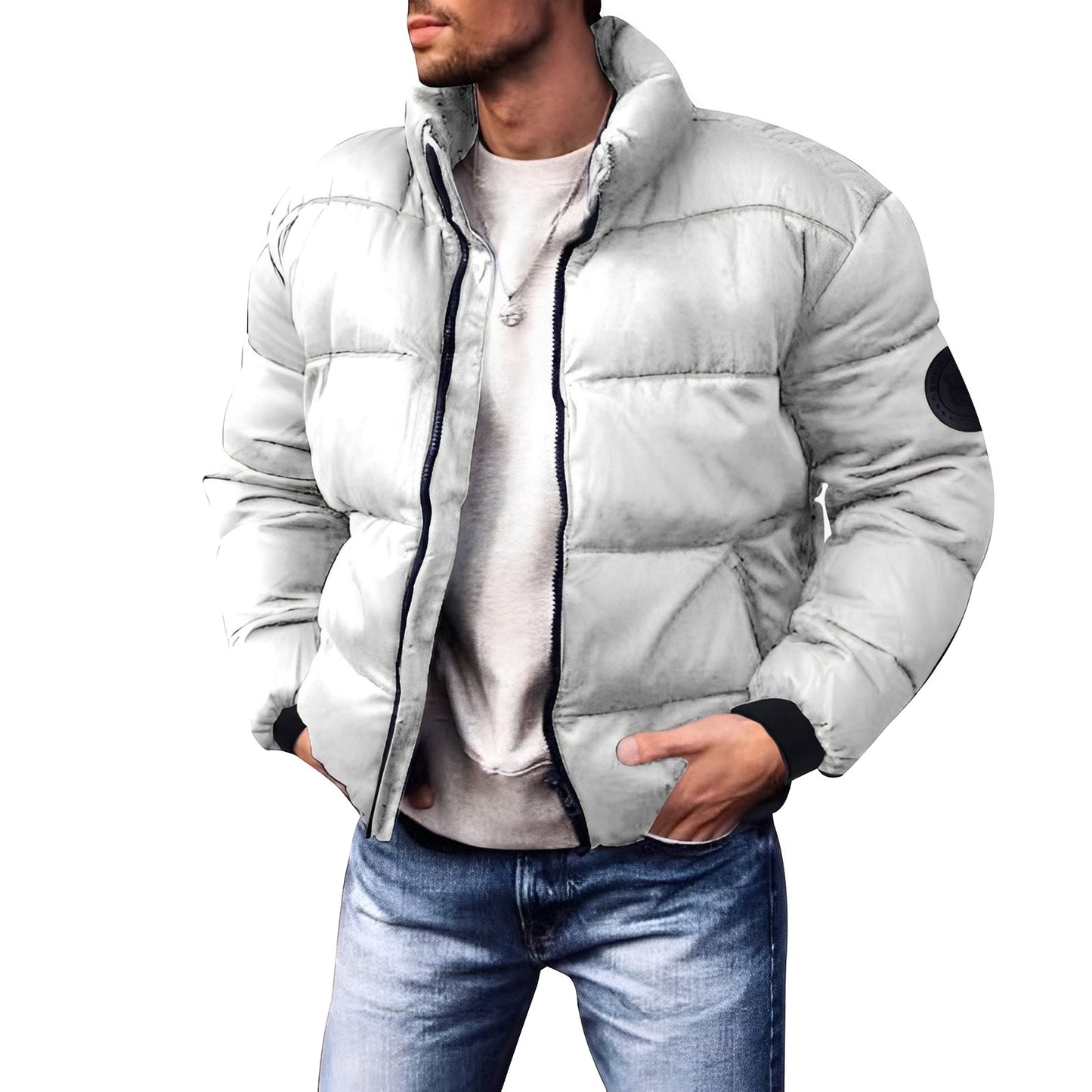 Herren Steppjacke Wattiert Lässig