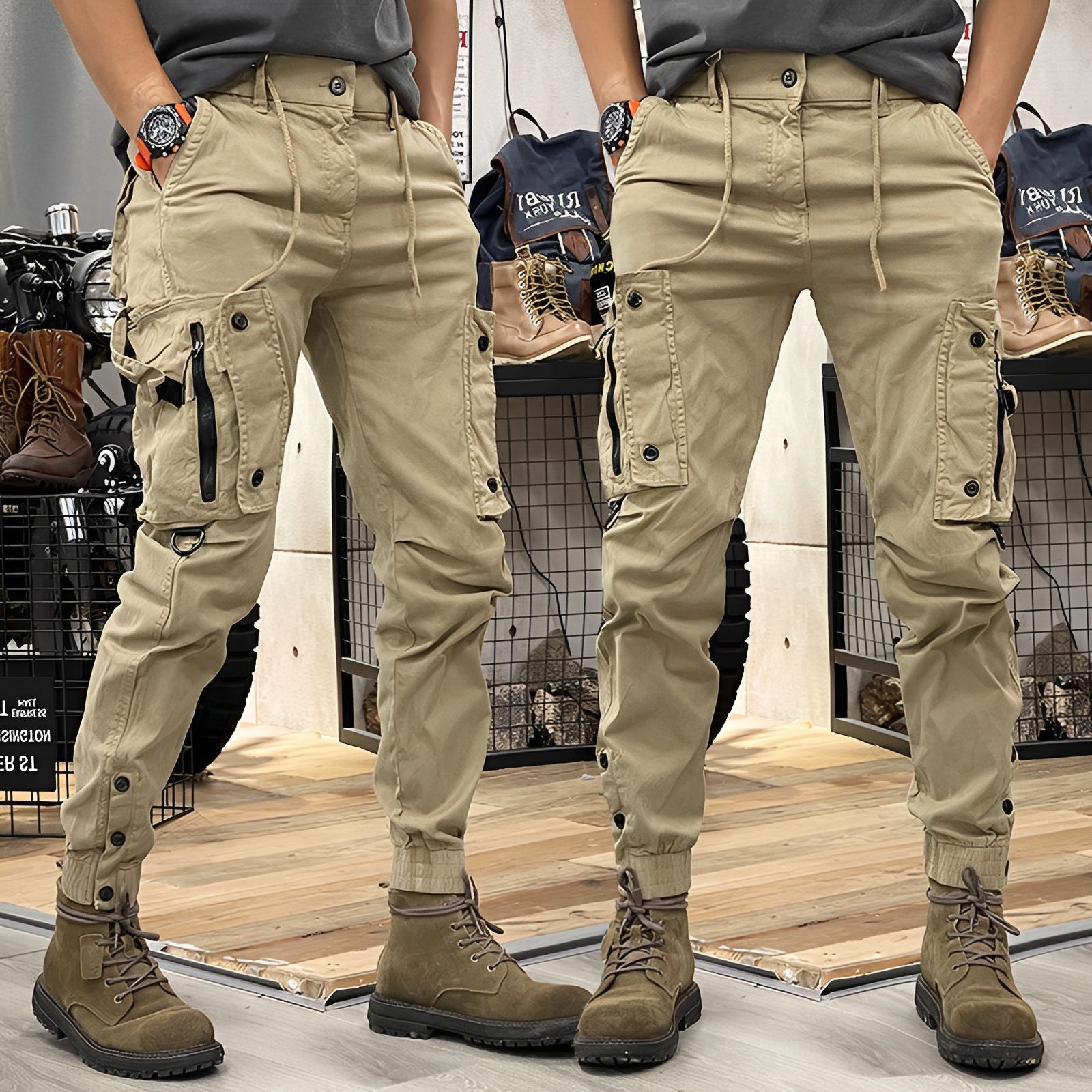 Herren Cargo-Hose Robust Baumwolle Beige - Norvielle