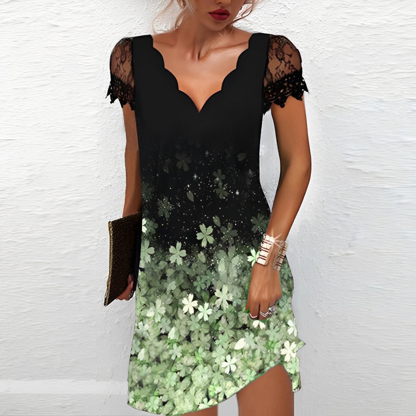 Elegantes Damenkleid Blumendessin
