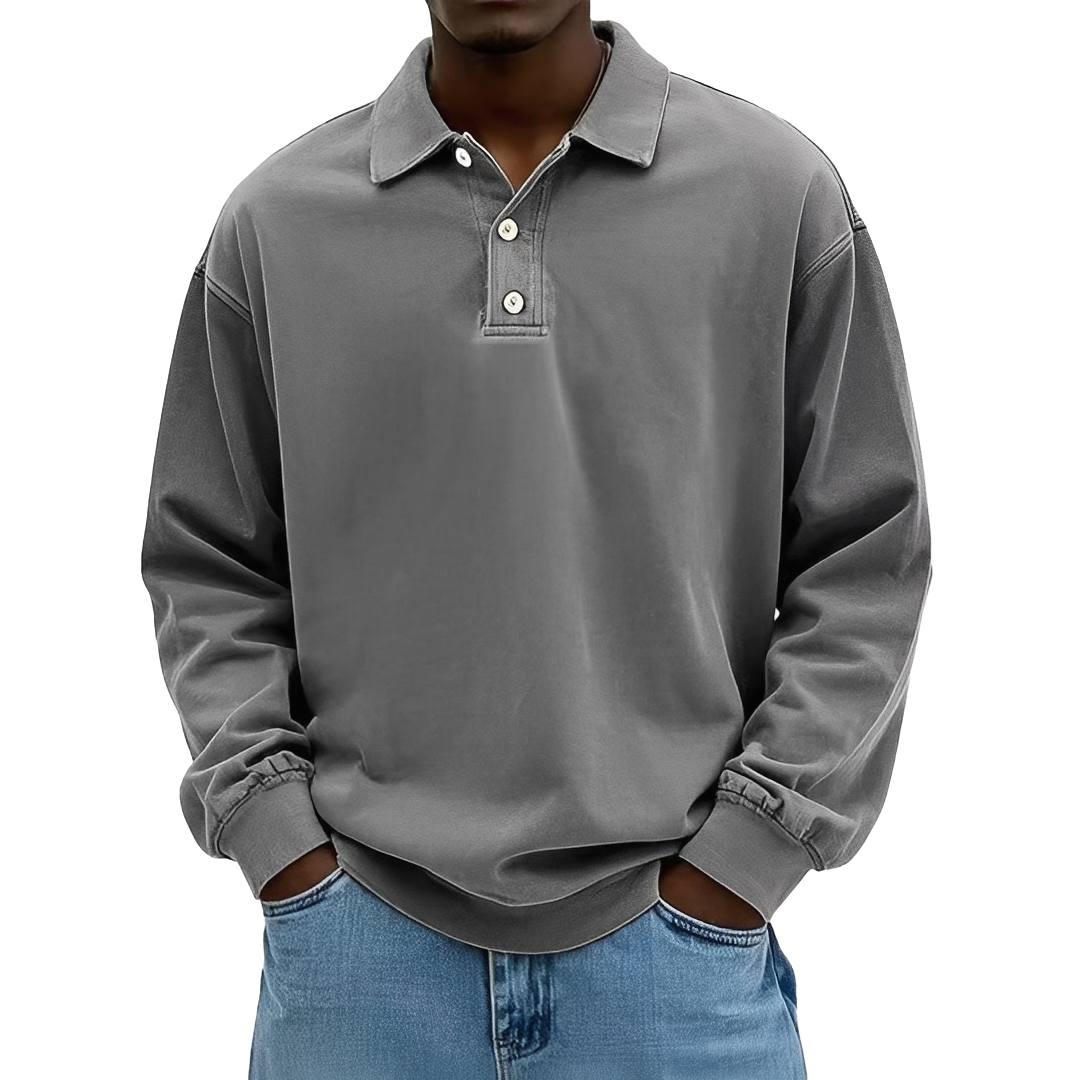 Lothaire Herren Langarm-Polo Vintage