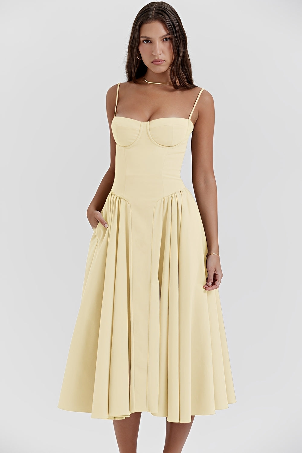 Damen Sling-Kleid Rückenfrei Leicht Sommerkleid