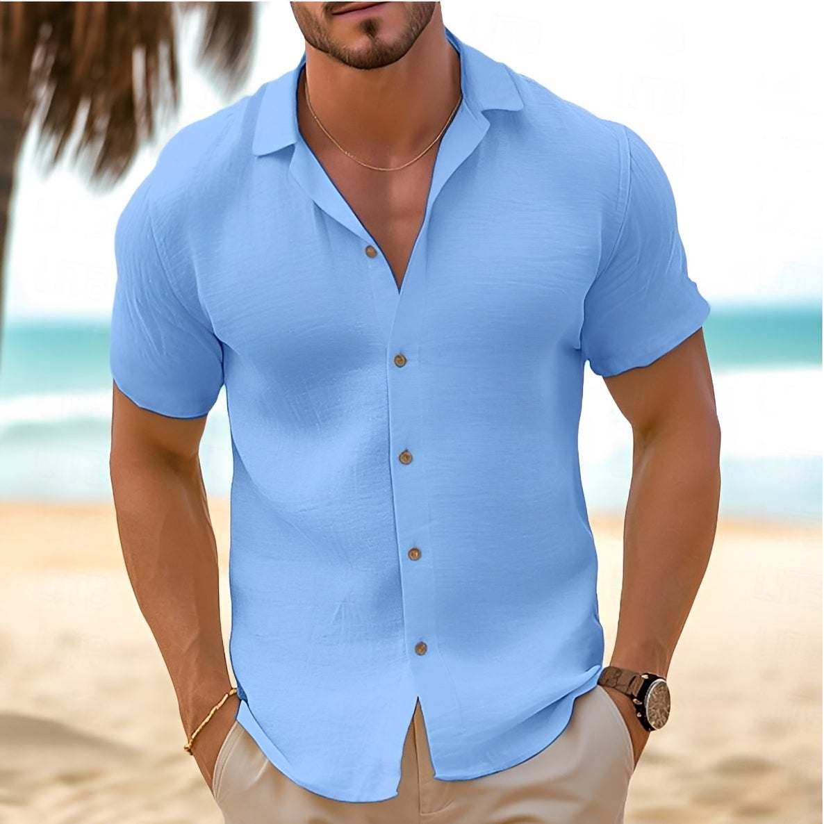 Hector Herren Kurzarm-Shirts Leicht Baumwolle Weiß