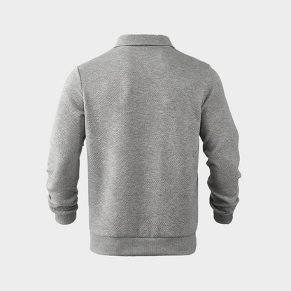 Herren Pullover Stehkragen Halbzipper Stilvoll Grau