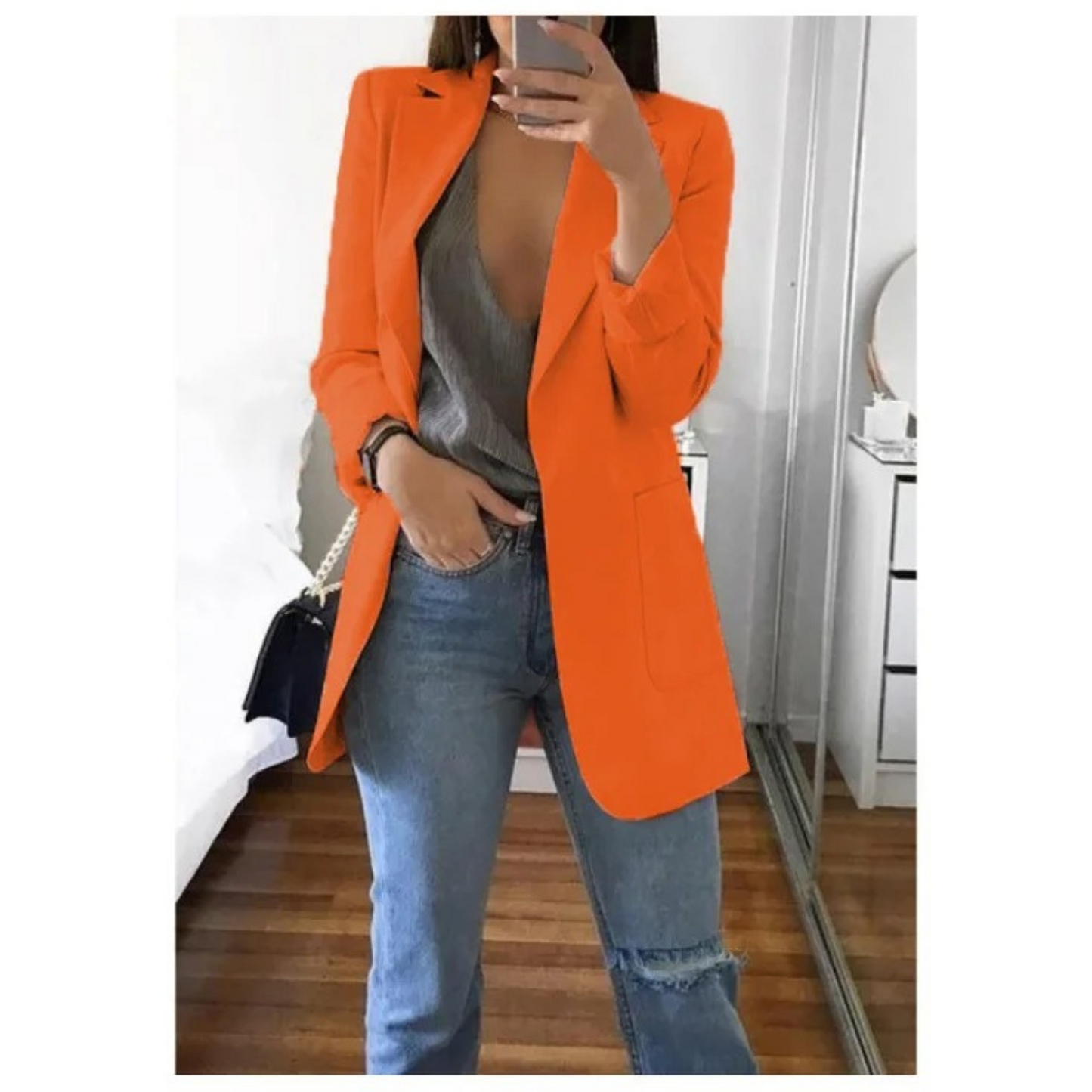 Damen Doppelreihiger Blazer Bürooutfit