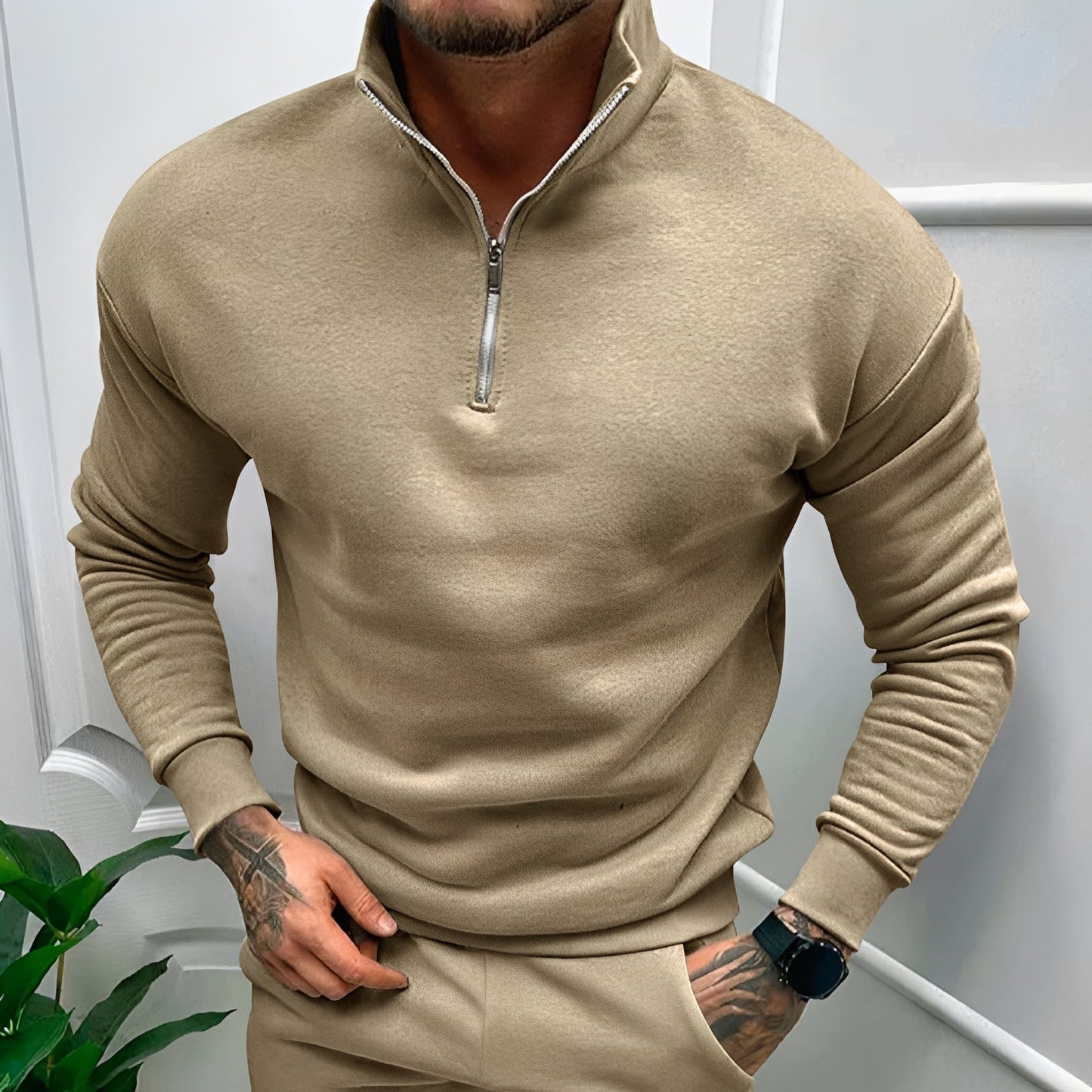 Herren Pullover Halb-Reißverschluss Lässig