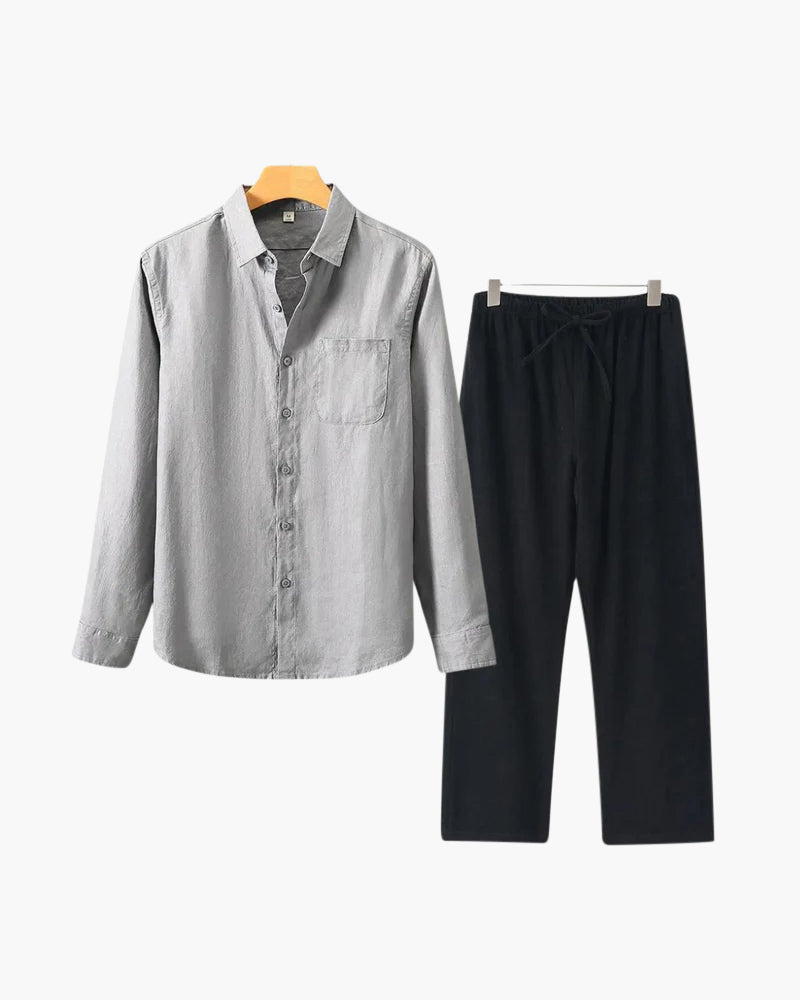 Herren Leinen-Anzug Lange Ärmel 2-teilig Beige