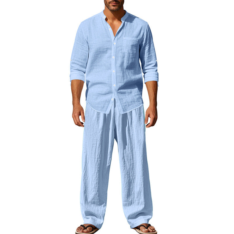 Gerald Herren Set Langarmshirt Hose Baumwolle Bequem