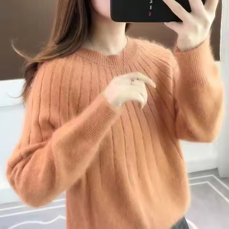 Norvielle Damen Strickpullover Kaschmirweich Rippmuster