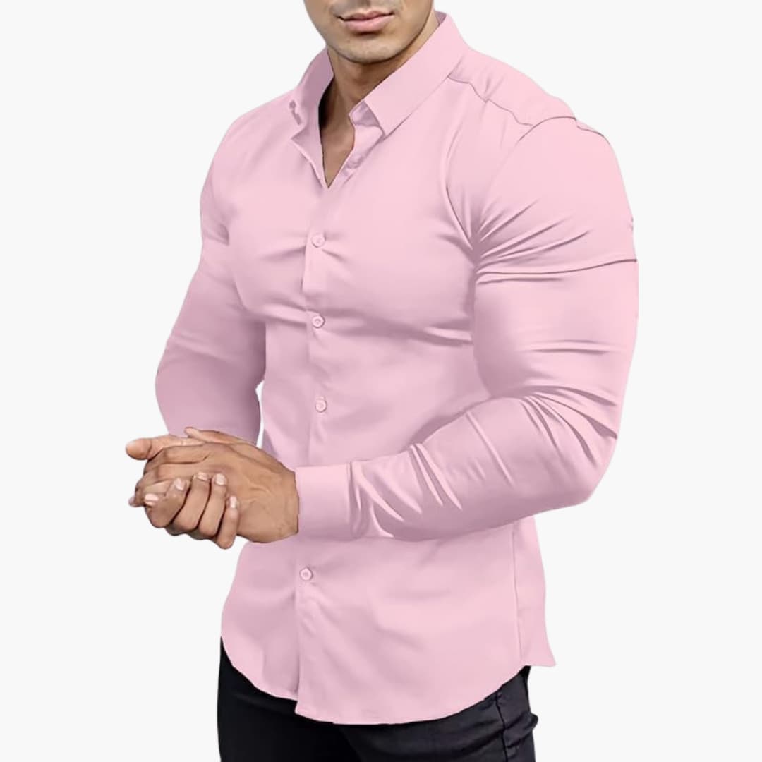 Herren Slim Fit Langarmhemd Klassisch