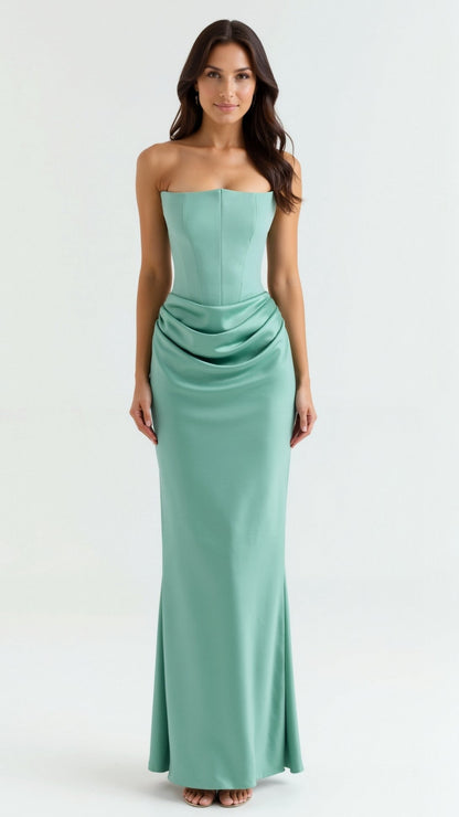 Damen Säulenmaxikleid Hochzeitsgästekleid Lang