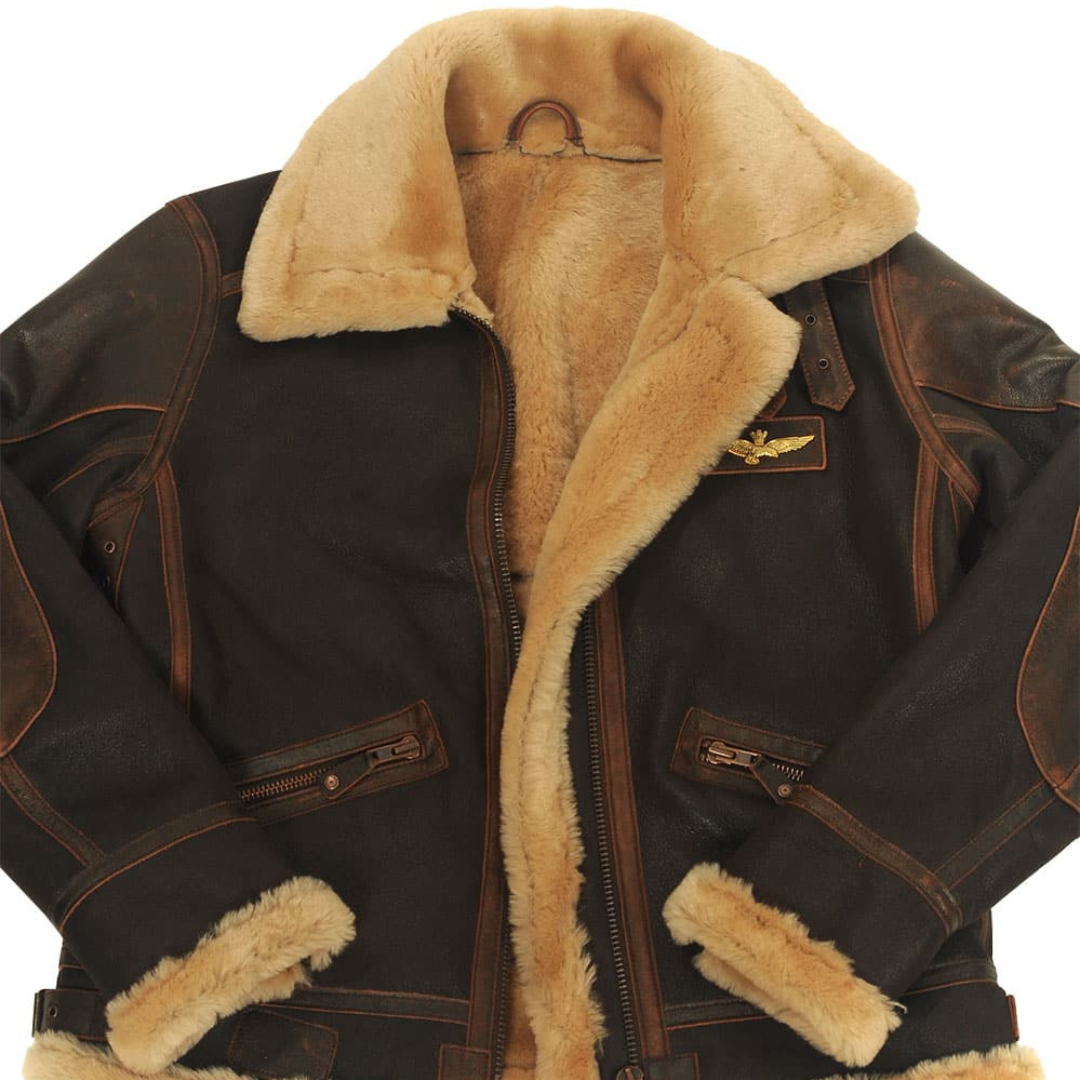 Maverick Herren Pilotenjacke Warm Leder