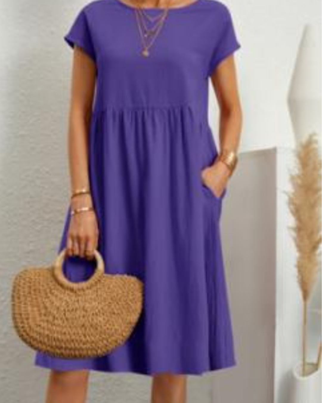 Damen Midi Kleid Italienischer Stil Sommer Baumwolle