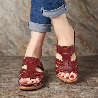 Damen Sommer-Sandalen Klettverschluss Offene Zehen Teilweise Robust